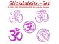 Preview: 5 Stickdateien im Set YOGA Stickmuster OM klein als Set für 6x4 cm Stickrahmen S116-set-03